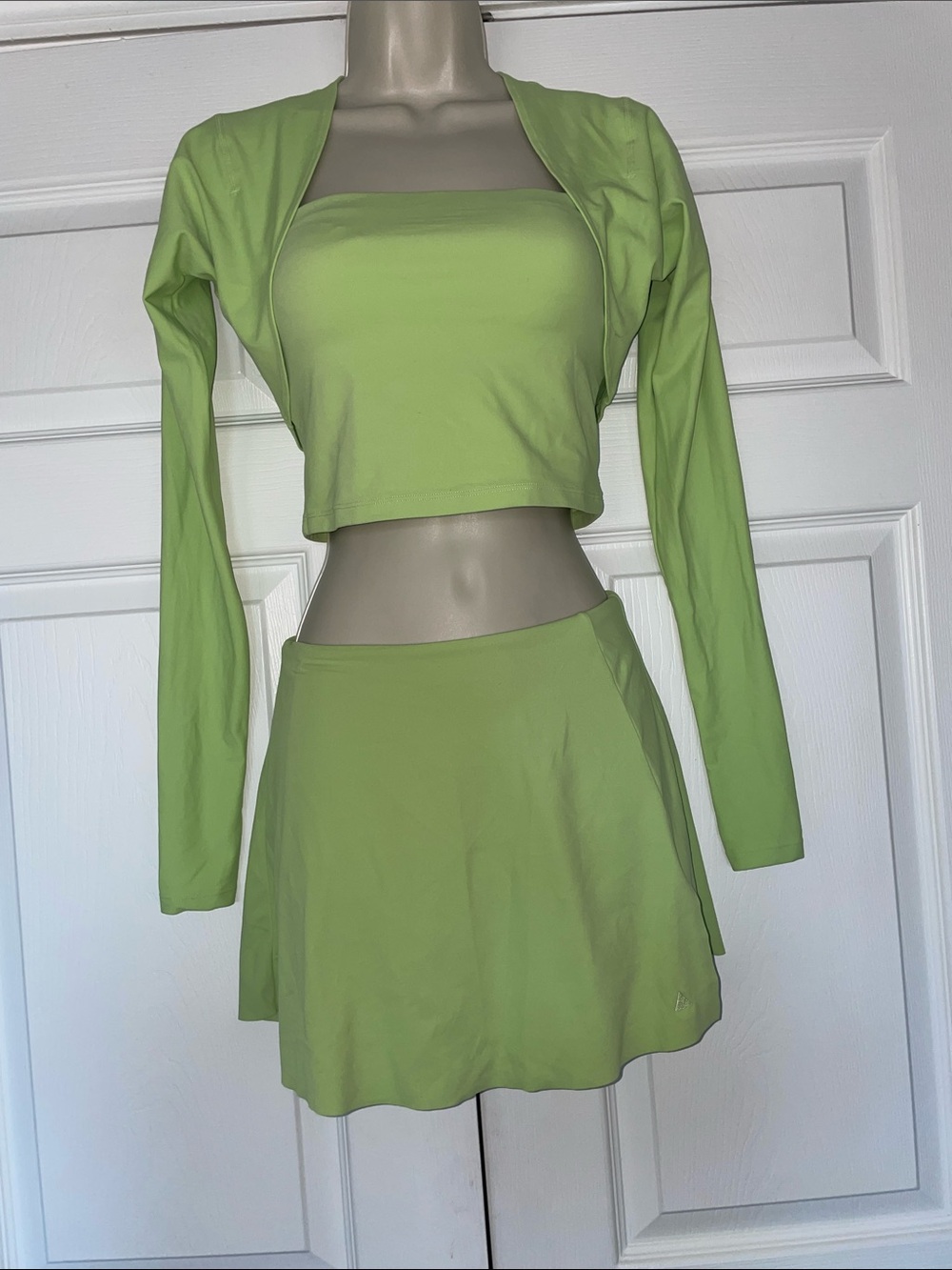 Light Green Women's Skater Skirt with Matching Tops 3Pc Set .#179